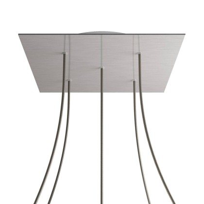 Rosace XXL Rose-One carré de 400 mm avec 5 trous et 4 trous latéraux - Acier satiné Dibond