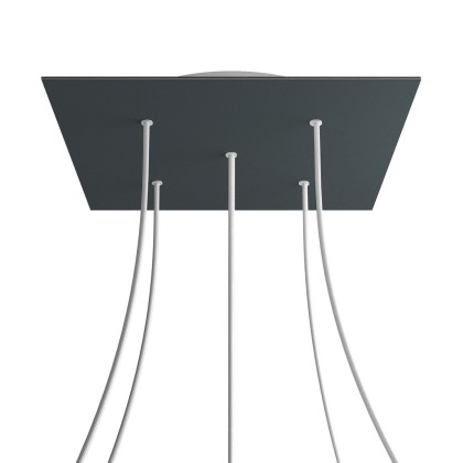 Rosace XXL Rose-One carré de 400 mm avec 5 trous et 4 trous latéraux - Anthracite