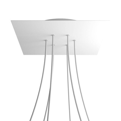 Rosace XXL Rose-One carré de 400 mm avec 6 trous et 4 trous latéraux - Blanc mat