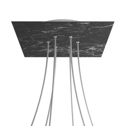 Rosace XXL Rose-One carré de 400 mm avec 6 trous et 4 trous latéraux - Marbre Marquina