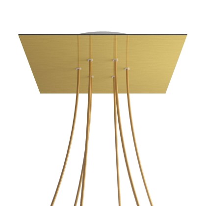 Rosace XXL Rose-One carré de 400 mm avec 6 trous et 4 trous latéraux - Laiton satiné Dibond
