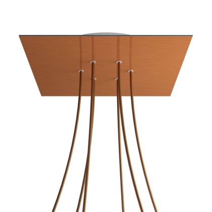 Rosace XXL Rose-One carré de 400 mm avec 6 trous et 4 trous latéraux - Cuivre satiné Dibond