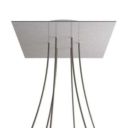 Rosace XXL Rose-One carré de 400 mm avec 6 trous et 4 trous latéraux - Acier satiné Dibond