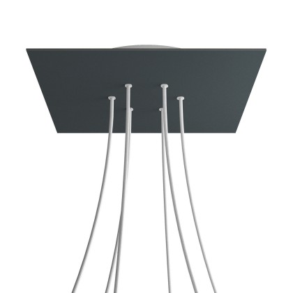 Rosace XXL Rose-One carré de 400 mm avec 6 trous et 4 trous latéraux - Anthracite