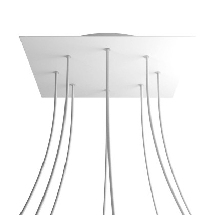 Rosace XXL Rose-One carré de 400 mm avec 8 trous et 4 trous latéraux - Blanc mat