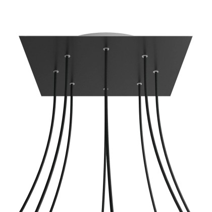 Rosace XXL Rose-One carré de 400 mm avec 8 trous et 4 trous latéraux - Noir mat
