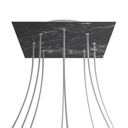 Rosace XXL Rose-One carré de 400 mm avec 8 trous et 4 trous latéraux - Marbre Marquina