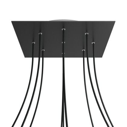 Rosace XXL Rose-One carré de 400 mm avec 9 trous et 4 trous latéraux - Noir mat