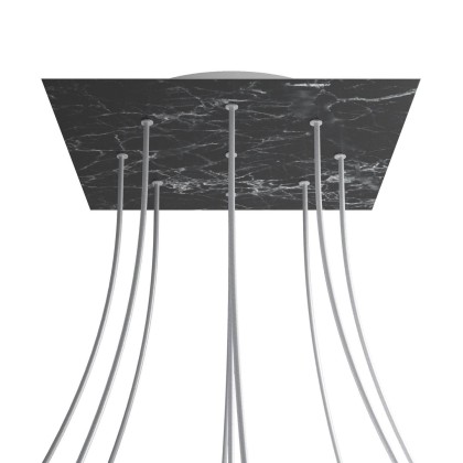 Rosace XXL Rose-One carré de 400 mm avec 9 trous et 4 trous latéraux - Marbre Marquina