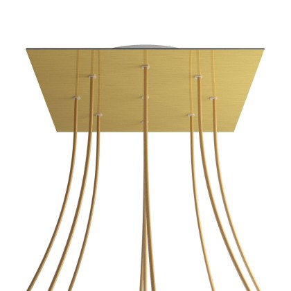 Rosace XXL Rose-One carré de 400 mm avec 9 trous et 4 trous latéraux - Laiton satiné Dibond