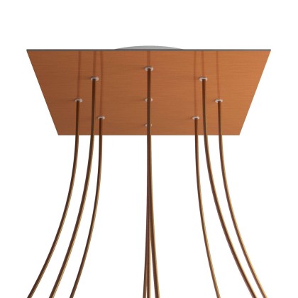 Rosace XXL Rose-One carré de 400 mm avec 9 trous et 4 trous latéraux - Cuivre satiné Dibond