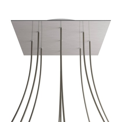 Rosace XXL Rose-One carré de 400 mm avec 9 trous et 4 trous latéraux - Acier satiné Dibond