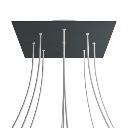 Rosace XXL Rose-One carré de 400 mm avec 9 trous et 4 trous latéraux - Anthracite