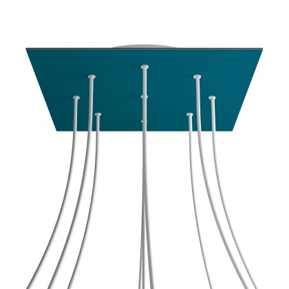 Rosace XXL Rose-One carré de 400 mm avec 9 trous et 4 trous latéraux - Pétrole