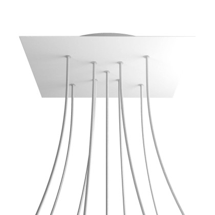 Rosace XXL Rose-One carré de 400 mm avec 9 trous en croix et 4 trous latéraux - Blanc mat