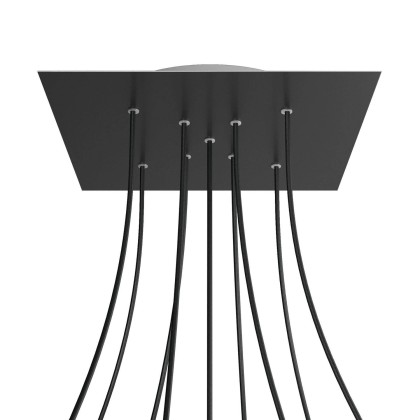 Rosace XXL Rose-One carré de 400 mm avec 9 trous en croix et 4 trous latéraux - Noir mat