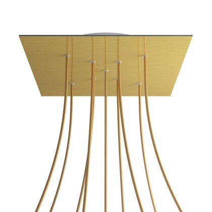 Rosace XXL Rose-One carré de 400 mm avec 9 trous en croix et 4 trous latéraux - Laiton satiné Dibond