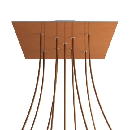 Rosace XXL Rose-One carré de 400 mm avec 9 trous en croix et 4 trous latéraux - Cuivre satiné Dibond