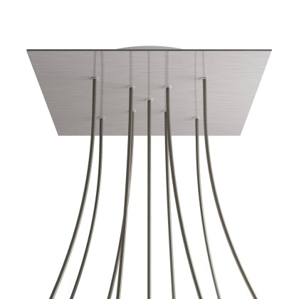 Rosace XXL Rose-One carré de 400 mm avec 9 trous en croix et 4 trous latéraux - Acier satiné Dibond