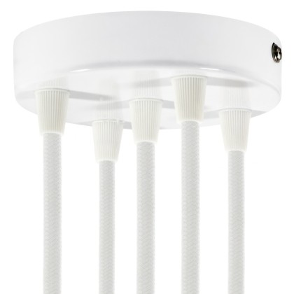 Kit rosace métallique cylindrique à 5 trous - Blanc brillant