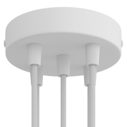 Kit rosace métallique cylindrique à 5 trous - Blanc mat