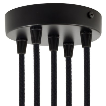 Kit rosace métallique cylindrique à 5 trous - Noir