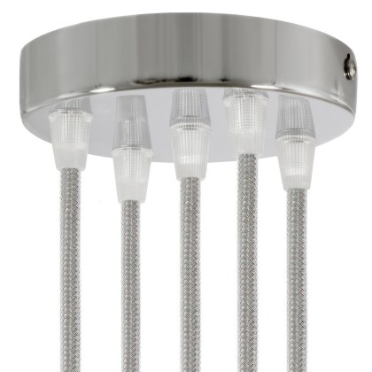 Kit rosace métallique cylindrique à 5 trous - Chromé