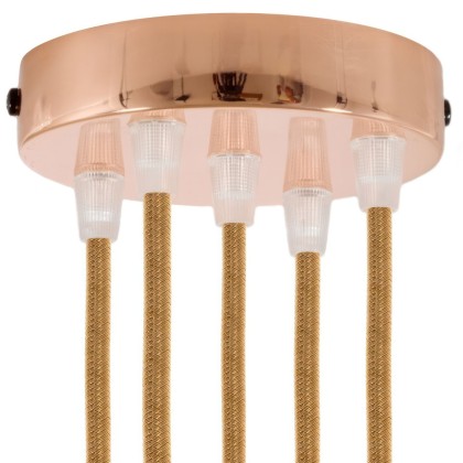 Strak design 5-gaats 120 mm. cilindrische metalen plafondkap - koper