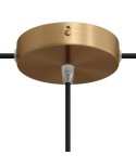 Strak design 120 mm. cilindrische metalen plafondkap met 1 centraal gat en 2 zijgaten en toebehoren