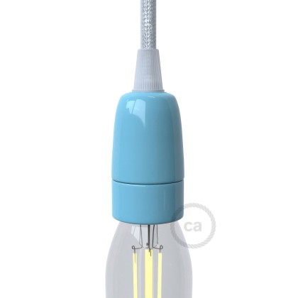Kit douille E14 en porcelaine - Azur