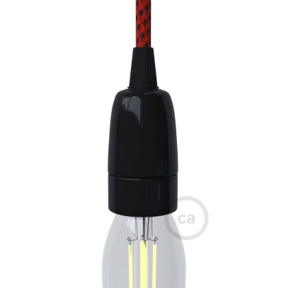 Kit douille E14 en porcelaine - Noir