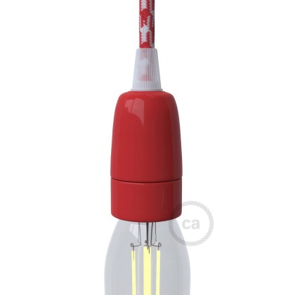 Kit douille E14 en porcelaine - Rouge