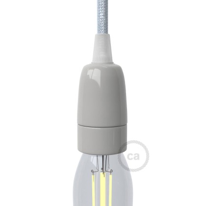 Kit douille E14 en porcelaine - Gris