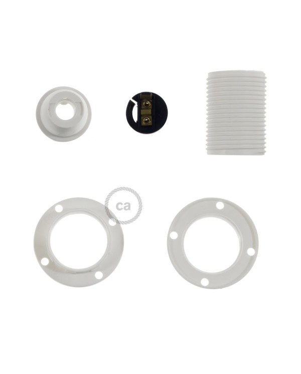 Kit douille E14 en thermoplastique avec écrou double bague pour abat-jour