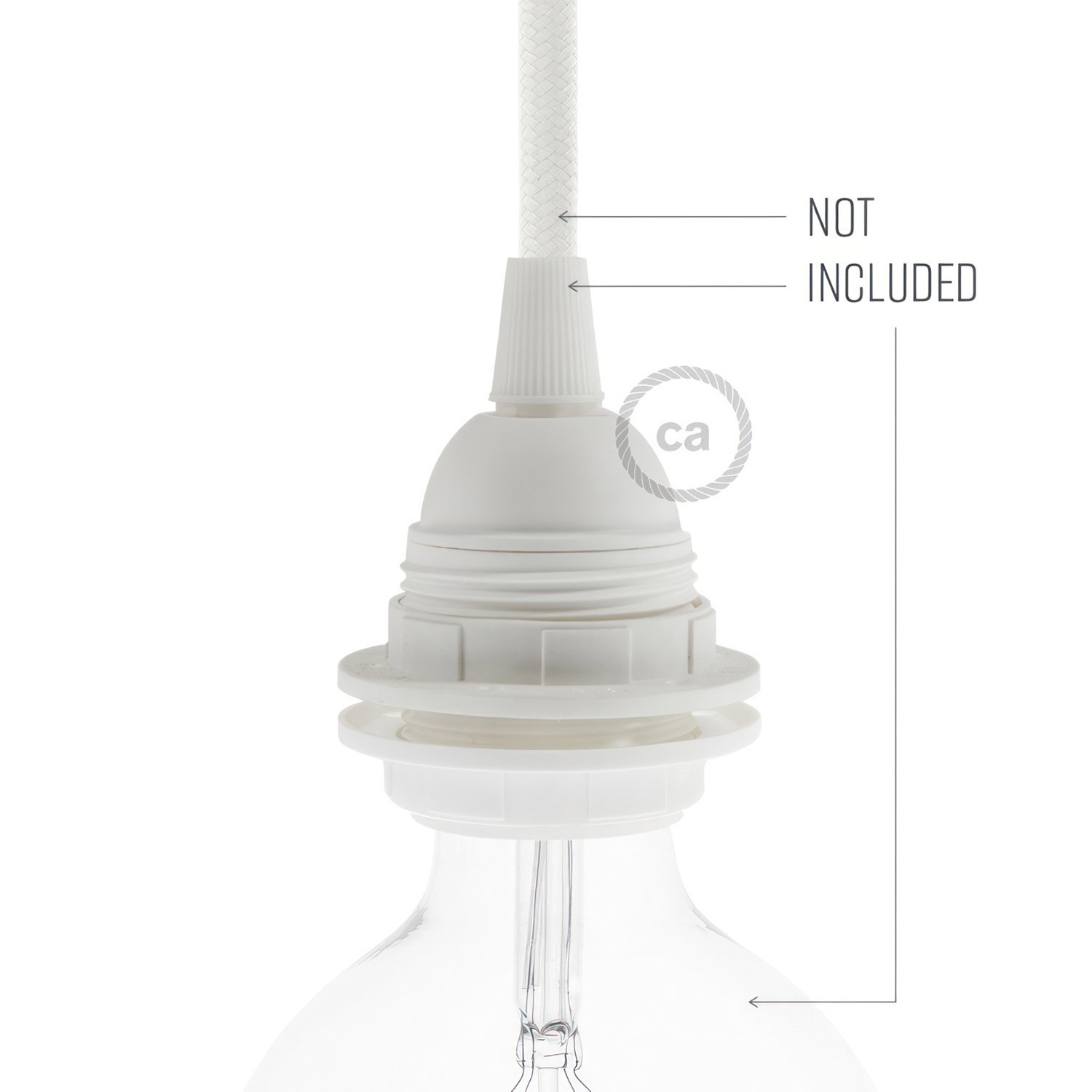 Hard plastic E27 fitting voor lampenkap met 2 schroefringen