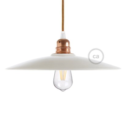 Platte keramische lampenkap - Made in Italy - glanzend wit