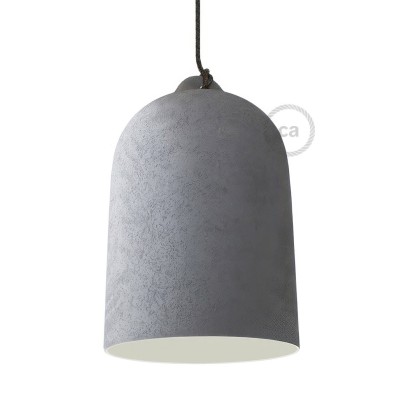 Abat-jour Cloche XL en céramique - Made in Italy - Effet ciment - Blanc