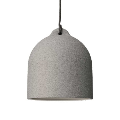 Abat-jour Cloche M en céramique - Made in Italy - Effet ciment - Blanc