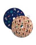 UFO abat-jour en bois réversible Édition Spéciale Illustrateurs Italiens, double face, diamètre 33 cm