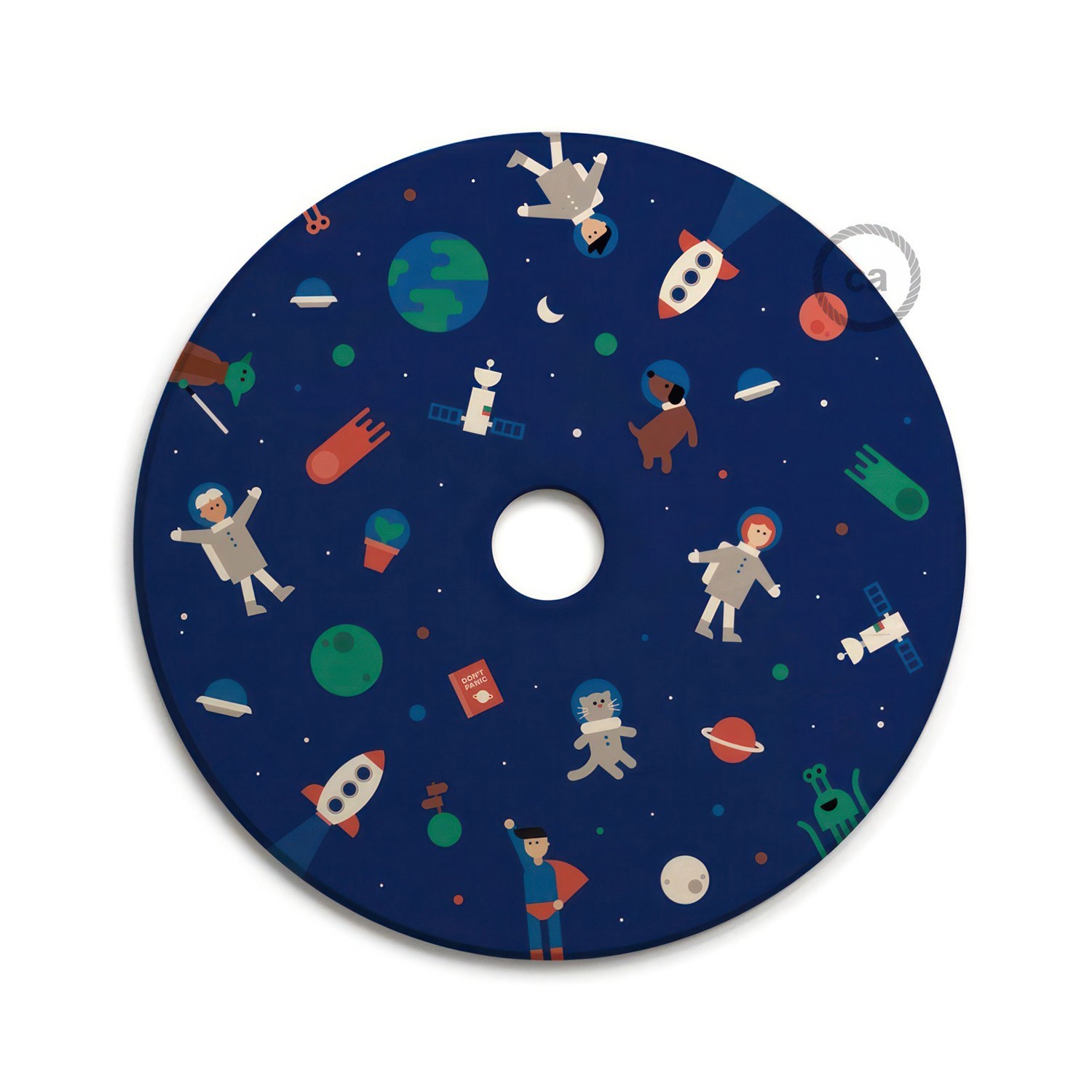 UFO omkeerbare houten lampenkap met illustratie van verschillende kunstenaars, dubbelzijdig, diameter 33 cm