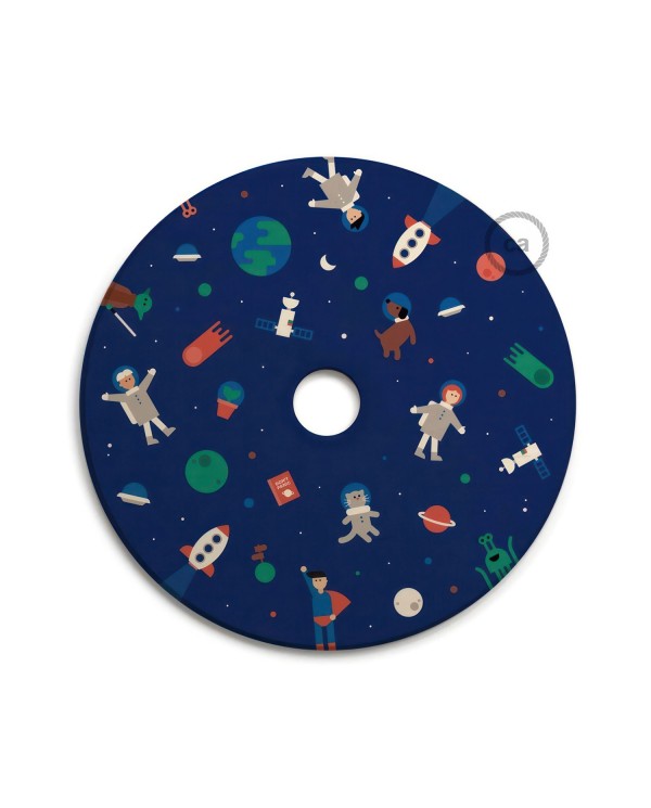 UFO abat-jour en bois réversible Édition Spéciale Illustrateurs Italiens, double face, diamètre 33 cm