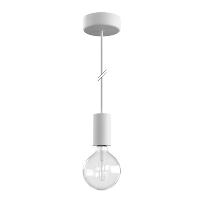EIVA ELEGANT Suspension d'extérieur avec 1,5m câble textile, rosace et douille en silicone étanche IP65 - Blanc
