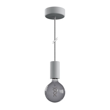 EIVA ELEGANT Suspension d'extérieur avec 1,5m câble textile, rosace et douille en silicone étanche IP65 - Gris Glacier