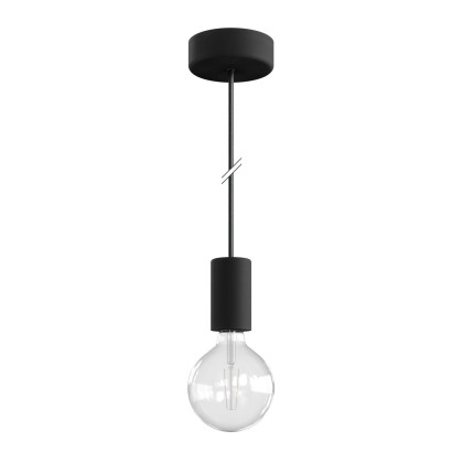EIVA ELEGANT Suspension d'extérieur avec 1,5m câble textile, rosace et douille en silicone étanche IP65 - Noir