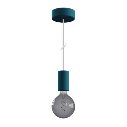 EIVA ELEGANT Suspension d'extérieur avec 1,5m câble textile, rosace et douille en silicone étanche IP65 - Pétrole