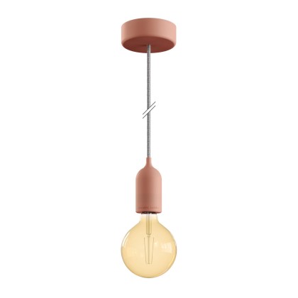 EIVA PASTEL Suspension d'extérieur avec 1,5m câble textile, rosace et douille en silicone étanche IP65 - Saumon