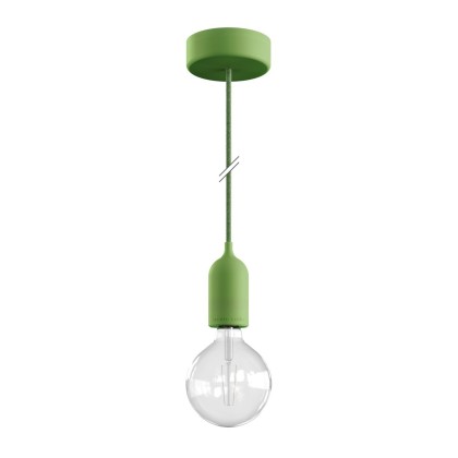 EIVA PASTEL Suspension d'extérieur avec 1,5m câble textile, rosace et douille en silicone étanche IP65 - Vert pairie