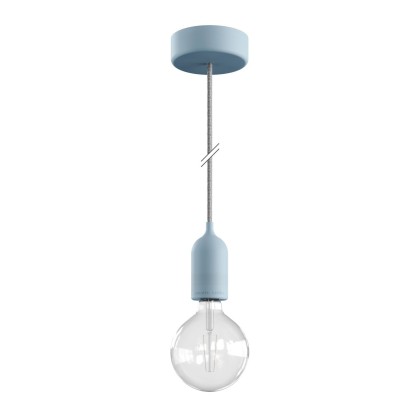 EIVA PASTEL Suspension d'extérieur avec 1,5m câble textile, rosace et douille en silicone étanche IP65 - Blue ciel