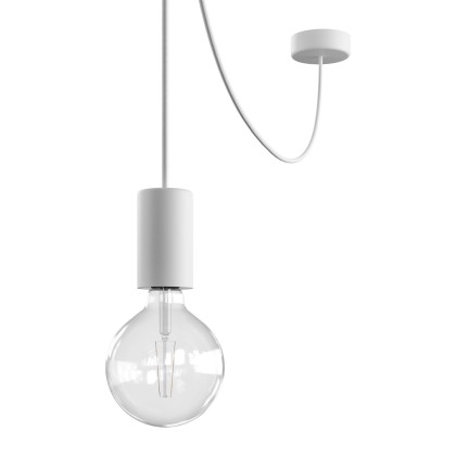 EIVA ELEGANT Suspension d'extérieur avec 5m câble textile, décentreur, rosace et douille en silicone étanche IP65 - Blanc