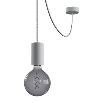 EIVA ELEGANT Suspension d'extérieur avec 5m câble textile, décentreur, rosace et douille en silicone étanche IP65 - Gris Glacier